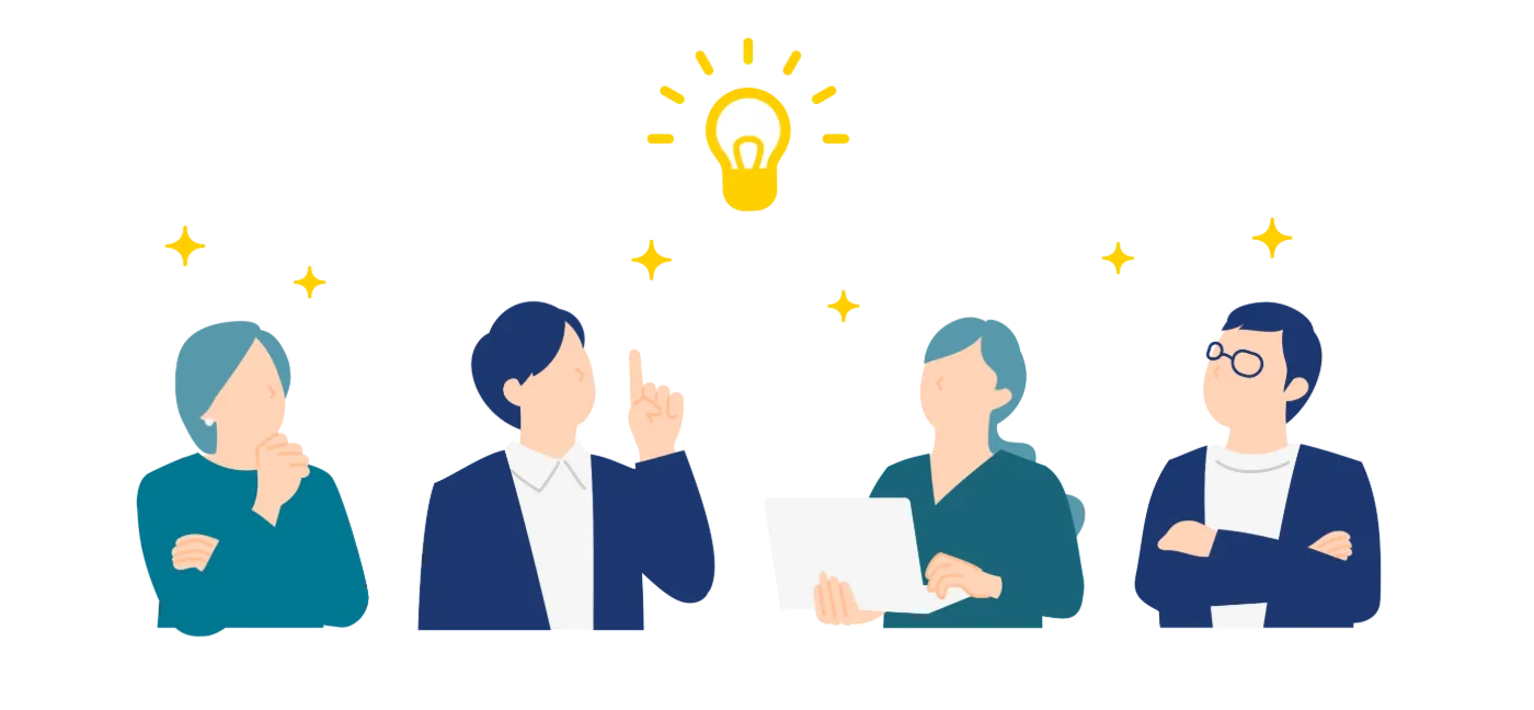 理念を共有する社員のイラスト
