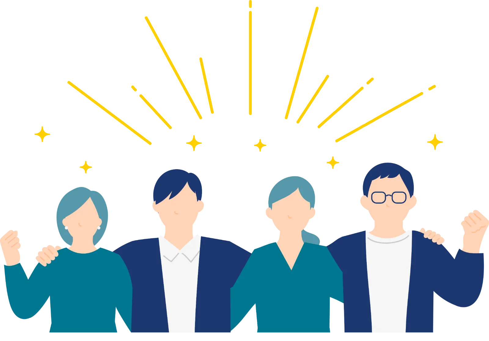 肩を組む社員のイラスト